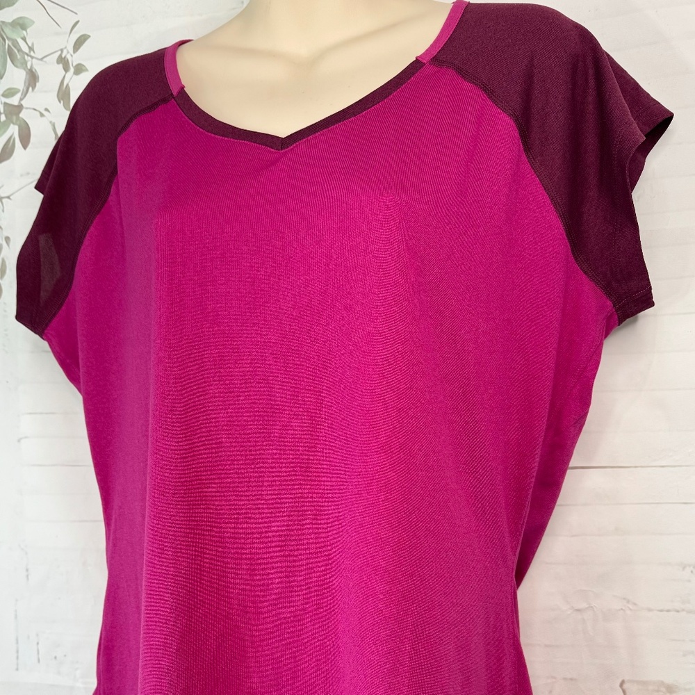 Nike Dri Fit Womens Burgundy Sports Athletic Workout SS Ruch Shirt Top Sz. XL - Picture 2 of 16